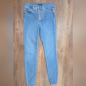 Express High Rise Skinny Jeans Button Fly Light Wash Stretch Denim Trendy